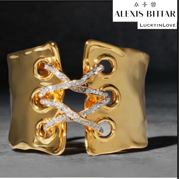 Alexis Bittar Jewelry - ALEXIS BITTAR• Solanales Gold Silver Crystal Lace Up Corset Cuff Bracelet